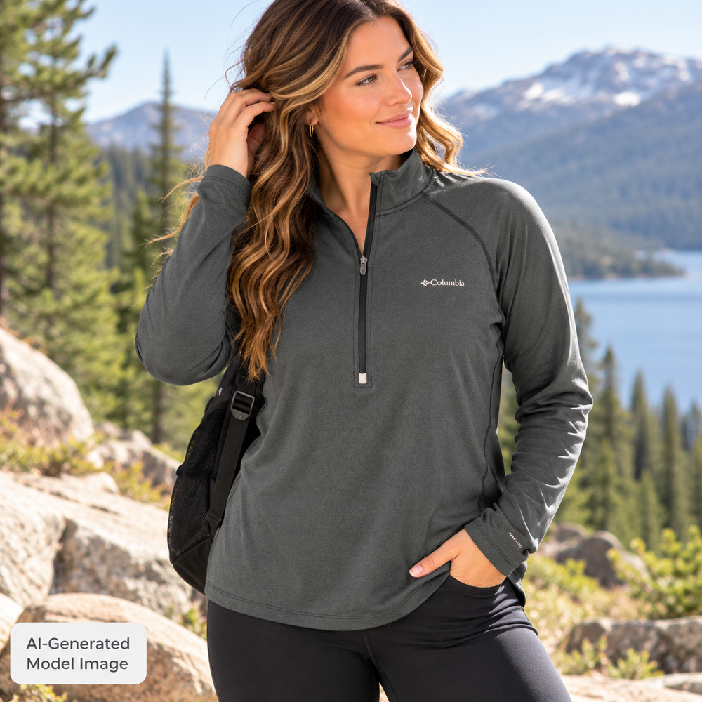 Columbia Pullover Womens Small? Gray Omni Heat Thumbhole Half Zip Mock Neck Base